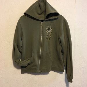 Worn Harley Davidson Green Hoodie Sweatshirt M